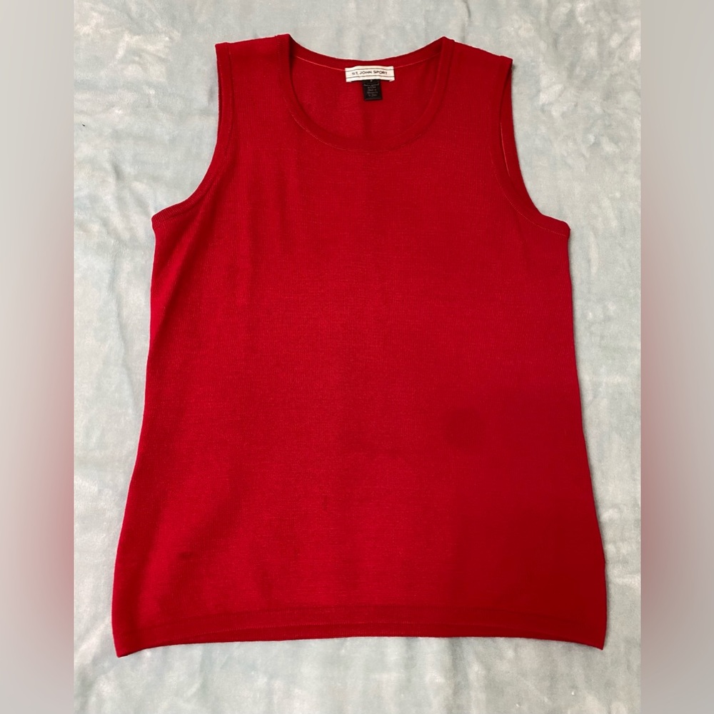 St. John Sport Red Wool Sleeveless Top Size P (Sm)